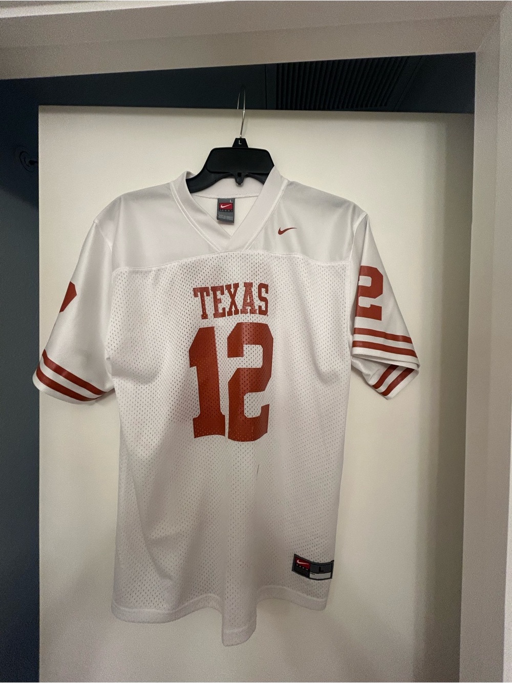 Nike White & Burnt Orange Texas #12 Football Jersey
